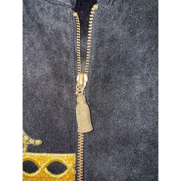 Drapers & Damons XL Black Stretch Jacket With Yellow Cheetah Embroidery & Gold Z - Picture 7 of 9